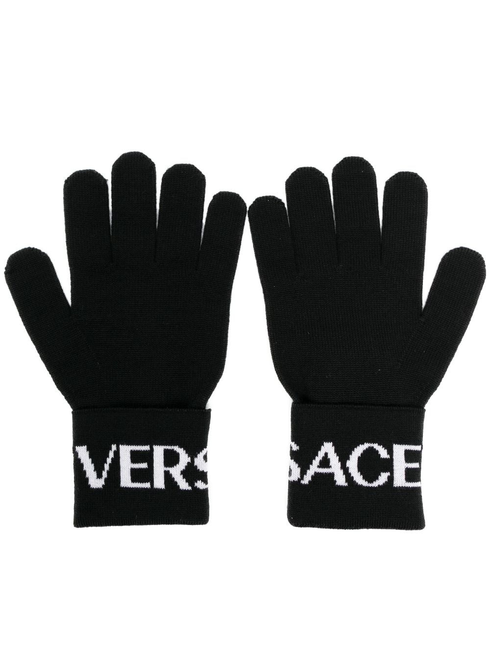 intarsia-knit logo gloves - 1