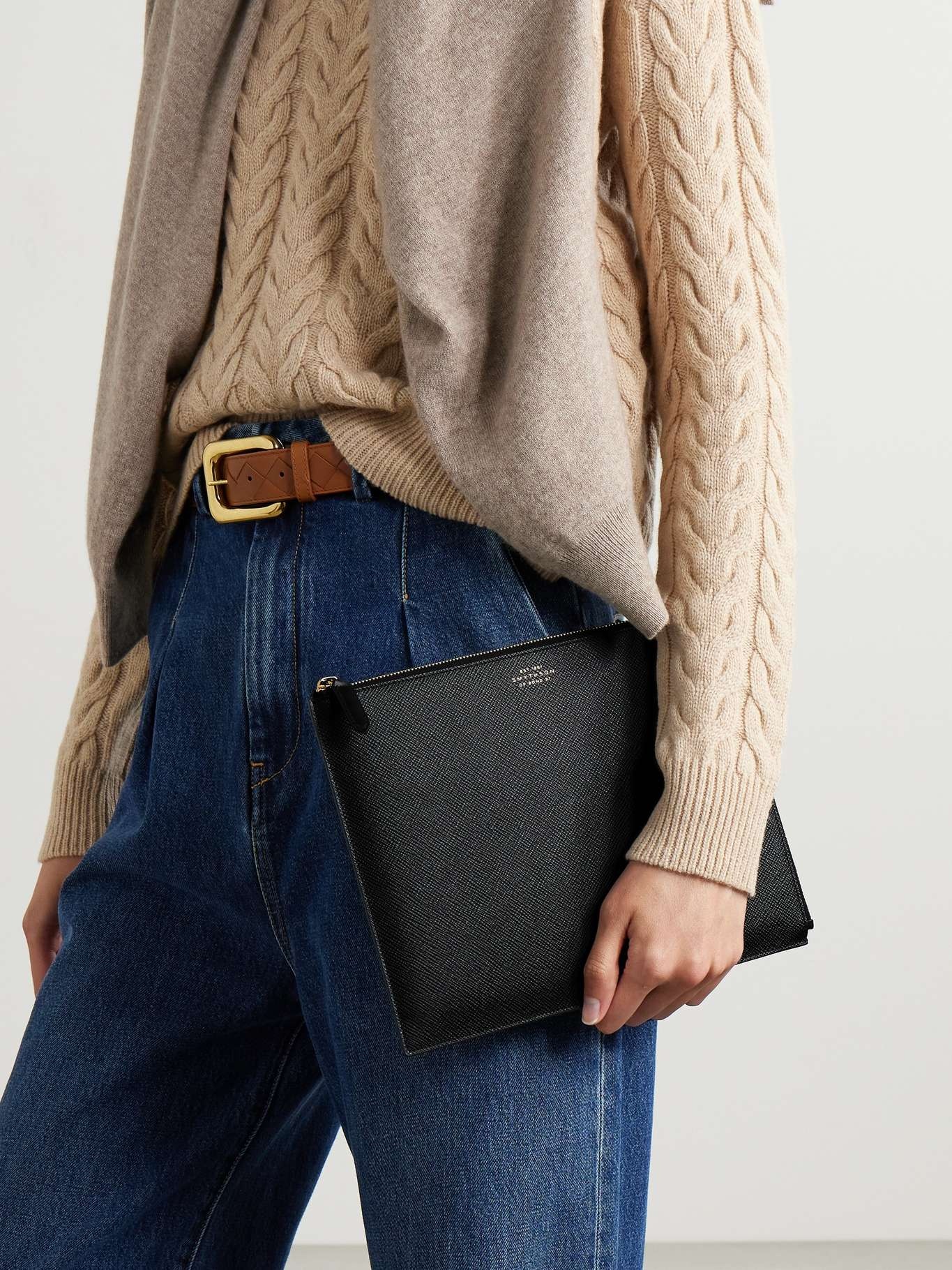 Panama textured-leather clutch - 2