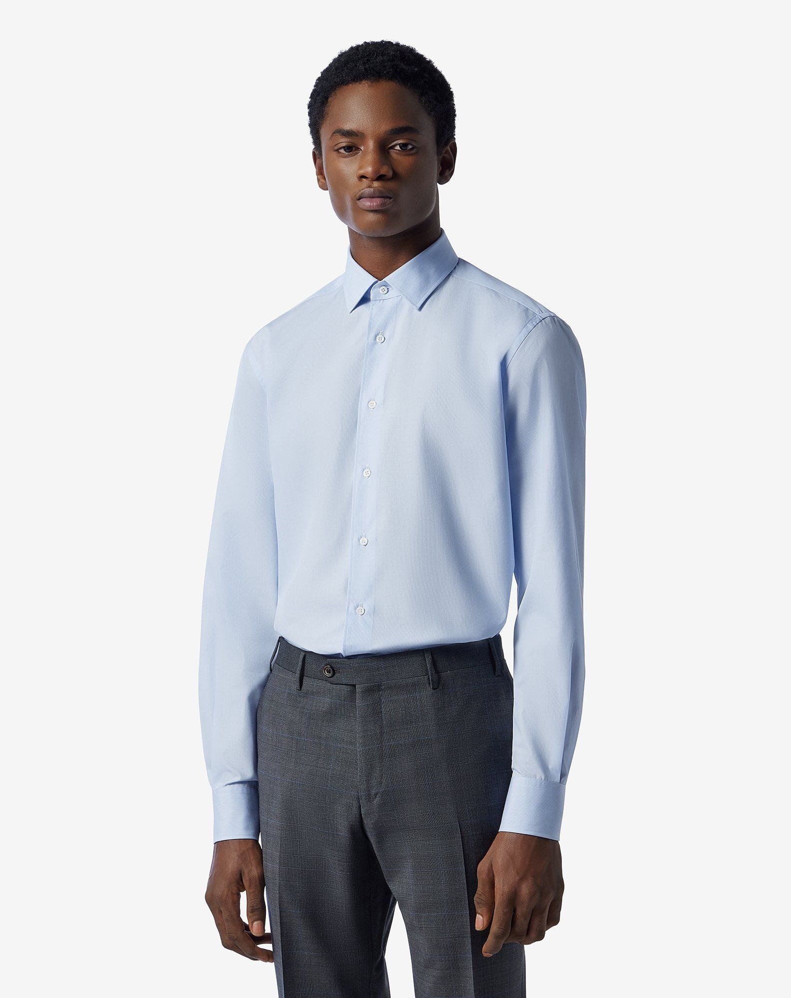 White/light blue striped cotton shirt - 2