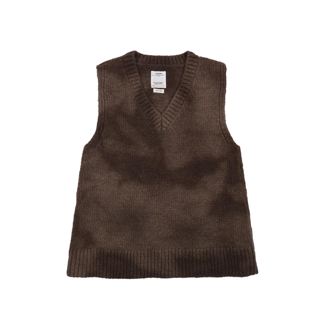 SELMER V-NECK VEST (UNEVEN DYE) BROWN - 1