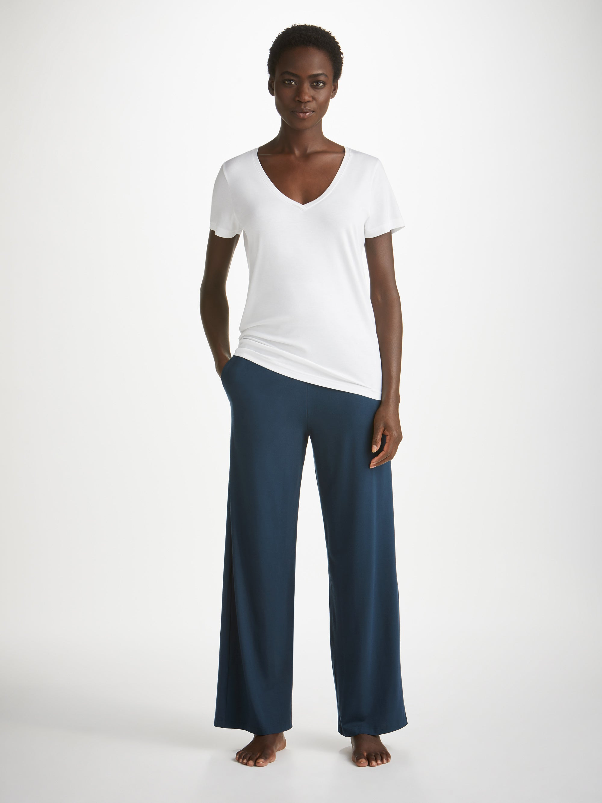 Women's Lounge Trousers Basel Micro Modal Stretch Navy - 3