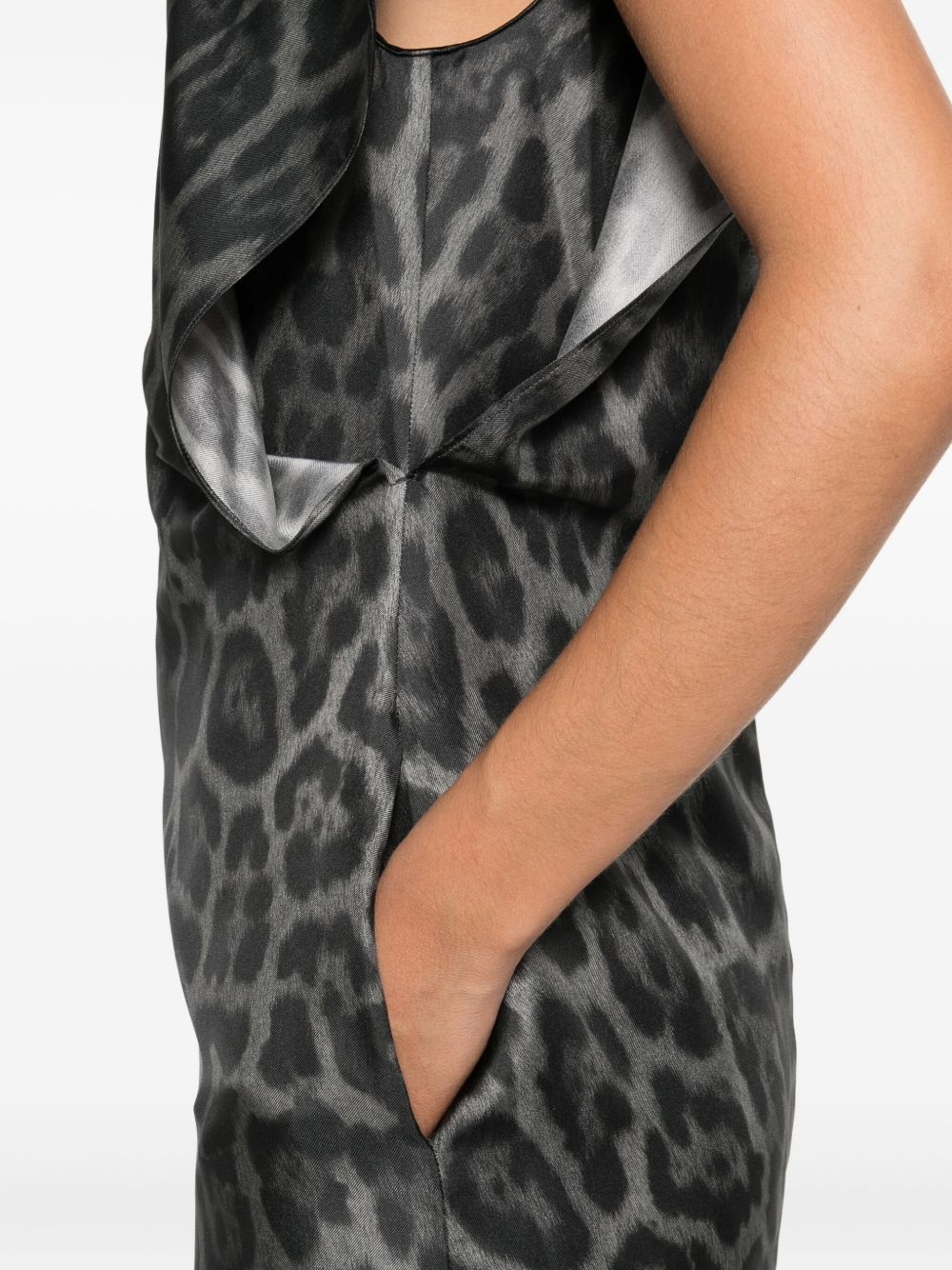 leopard-print V-neck midi dress - 5