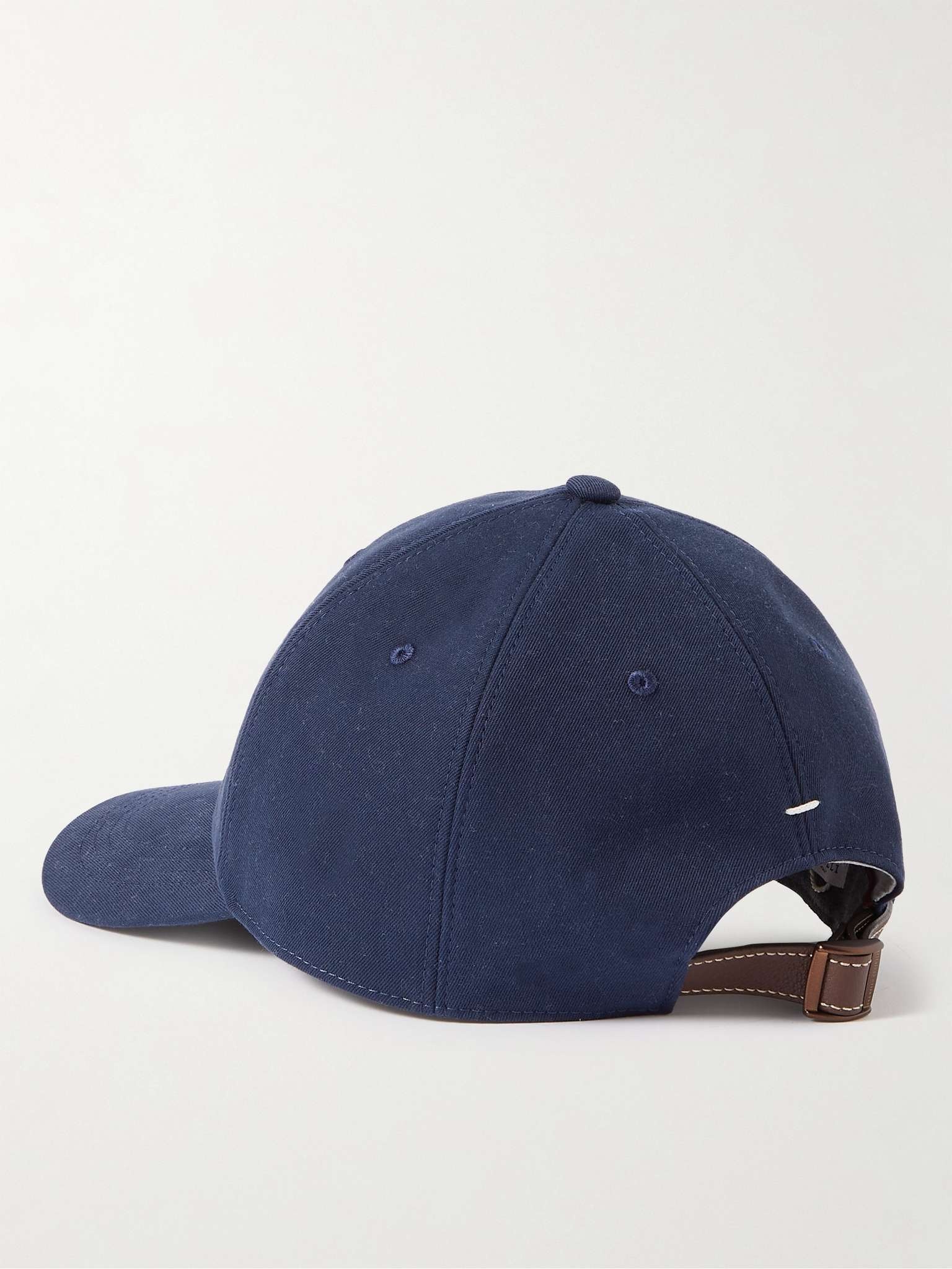 Logo-Embroidered Leather-Trimmed Cotton-Twill Baseball Cap - 3