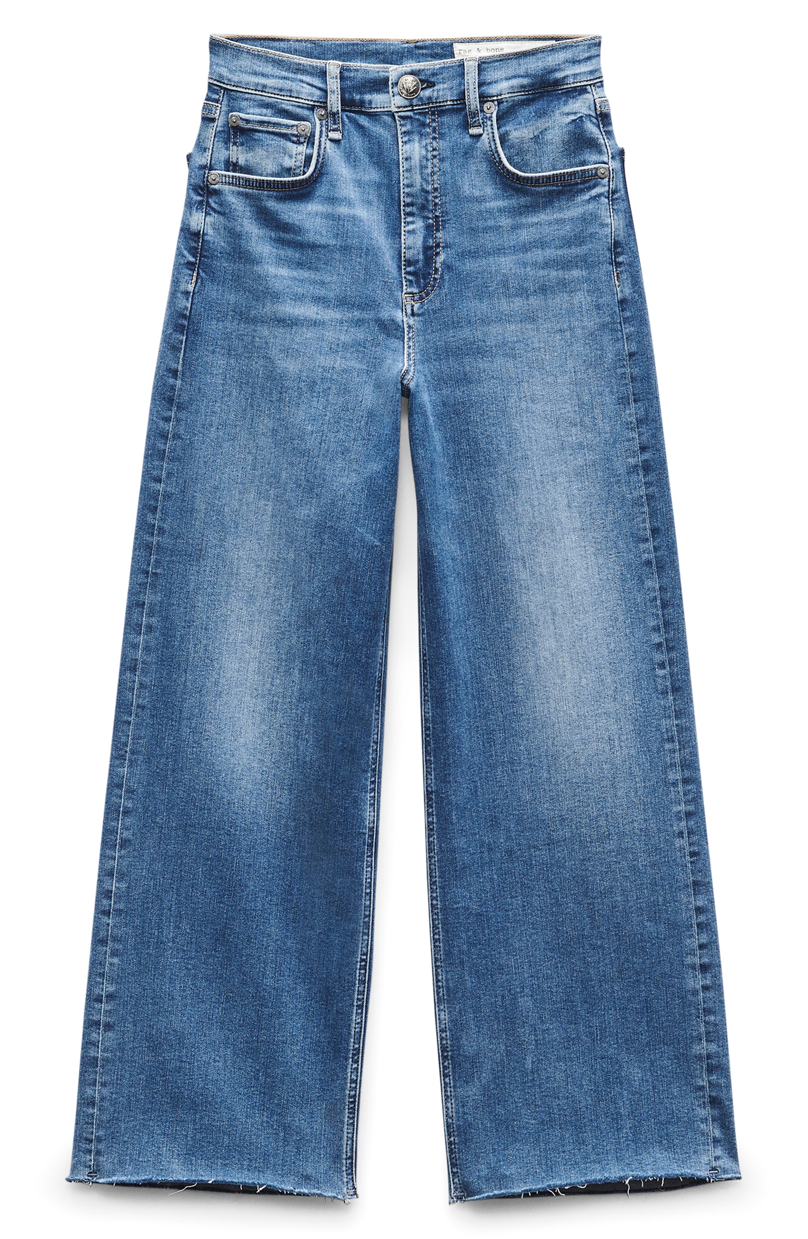 rag & bone Epic Andi Raw Hem High Waist Ankle Wide Leg Jeans in Scout at Nordstrom - 5