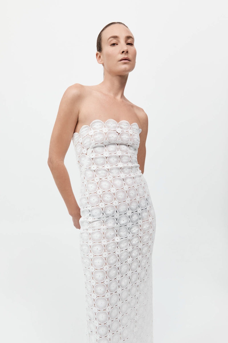 Doily Column Dress - White - 3