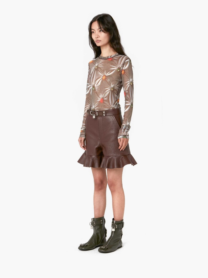 PADLOCK STRAP RUFFLED LEATHER SHORTS 4