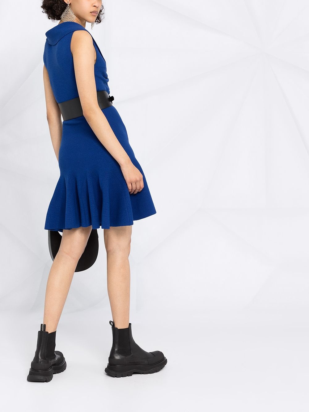 knotted asymmetric neckline dress - 4