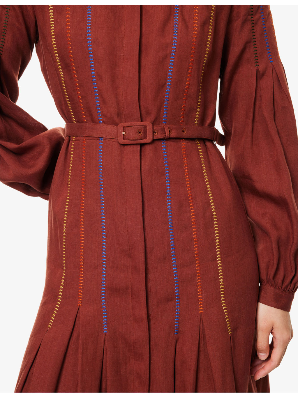Aleka Pleated Linen Midi Dress - 5