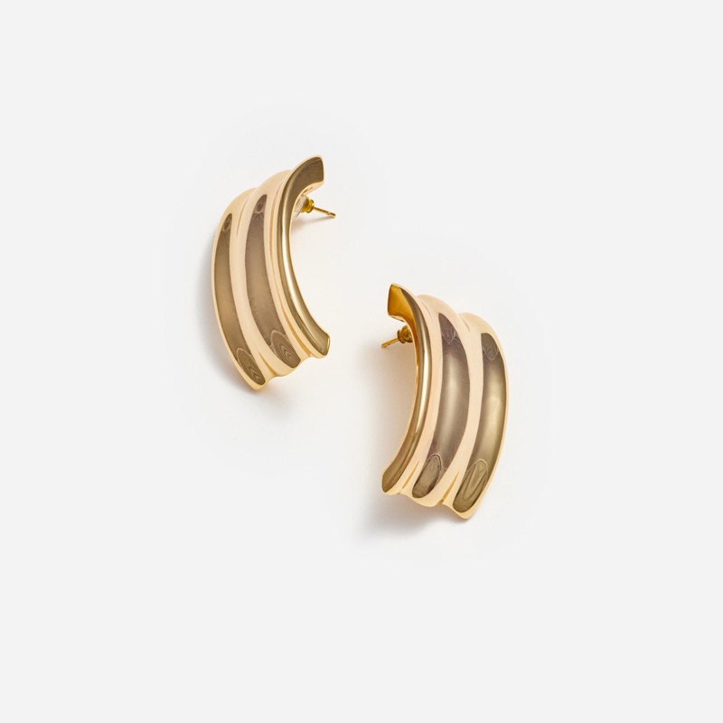 self-portrait Gold Ridged Earrings outlook