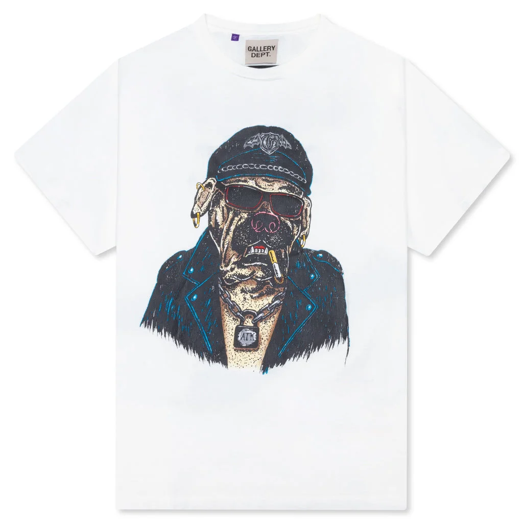 OCT BIKER DOG TEE - LIGHT ARCHIVAL WHITE - 1