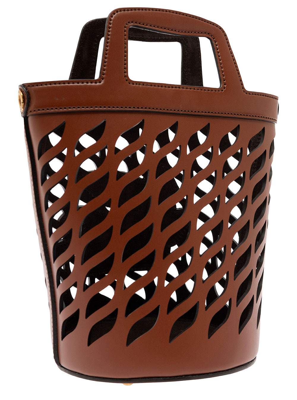 Etro Women Brown Bucket Bag With Multicolor Shoulder Strap And Pegasus Detail In Perforated Leather  - 2