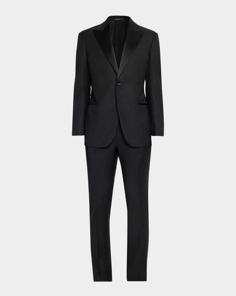 Men's G Line Jacquard Wool Satin-Trim Two-Piece Suit 1