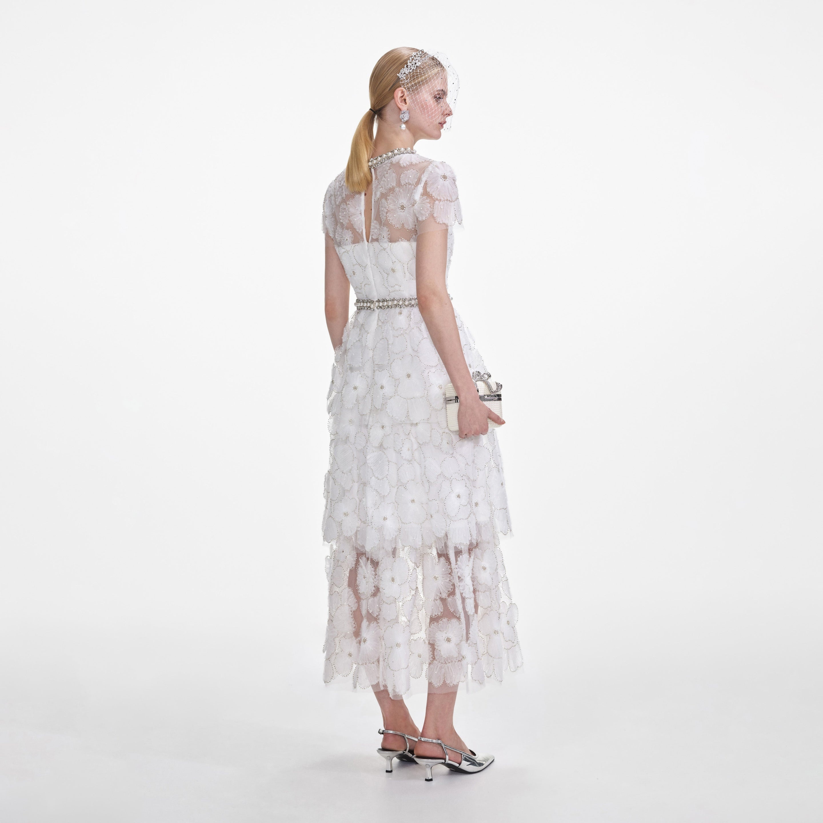 オールインワン・サロペット Self-Portrait Floral Embellished Long ette Dress With Embellished Cape Maxi Dress – self-portrait-US