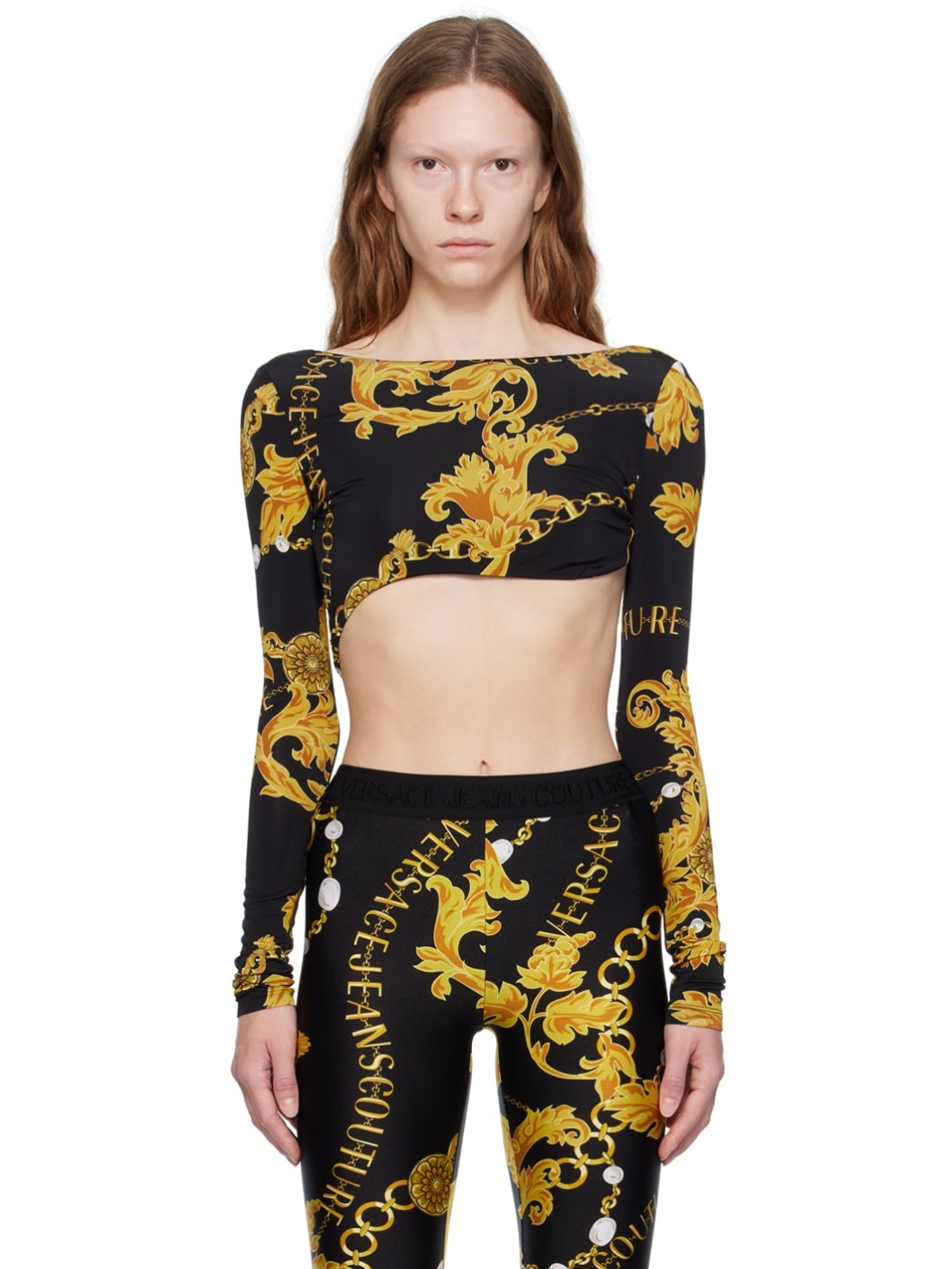 Versace Jeans Couture Leggings With Logo 40 IT at FORZIERI