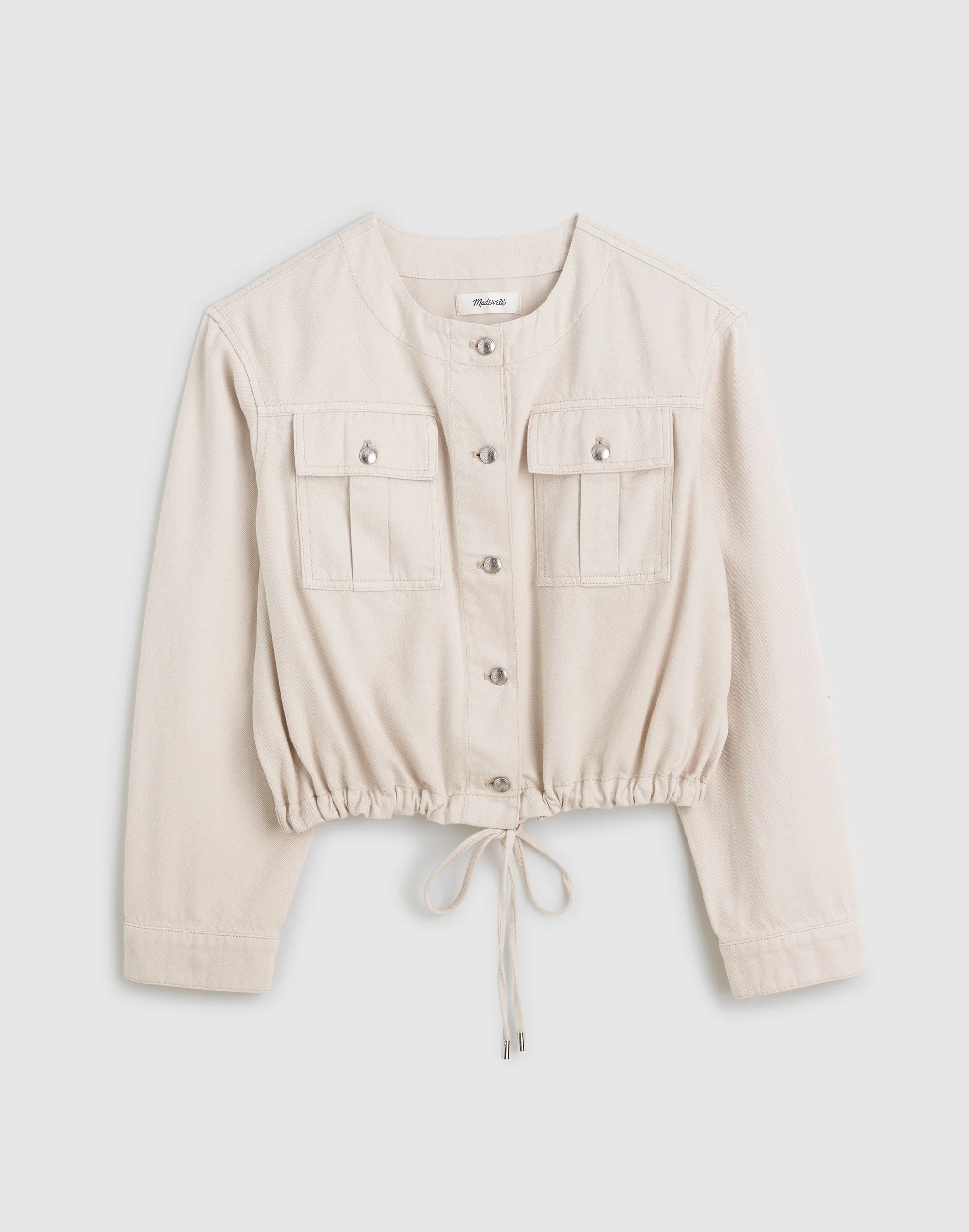 Drawstring Utility Jacket in Airy Denim - 1