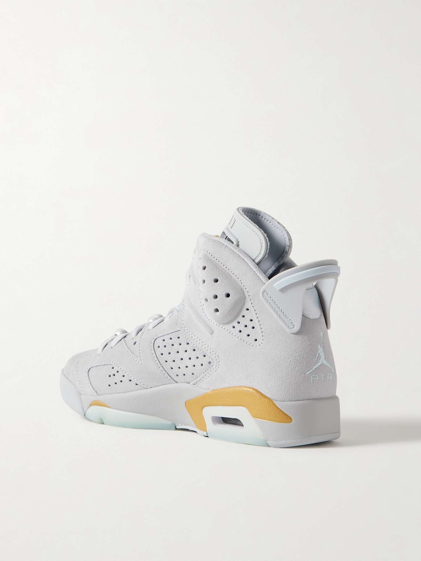 Air Jordan Retro 6 embellished satin-trimmed perforated suede high-top sneakers - 3