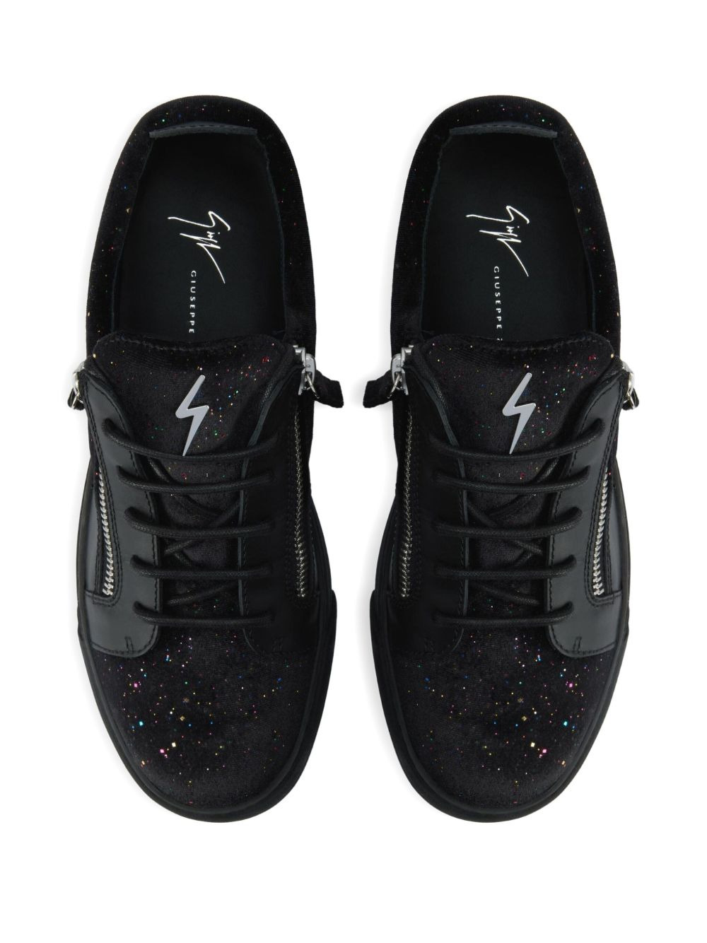 zip-detail glitter low-top sneakers - 4
