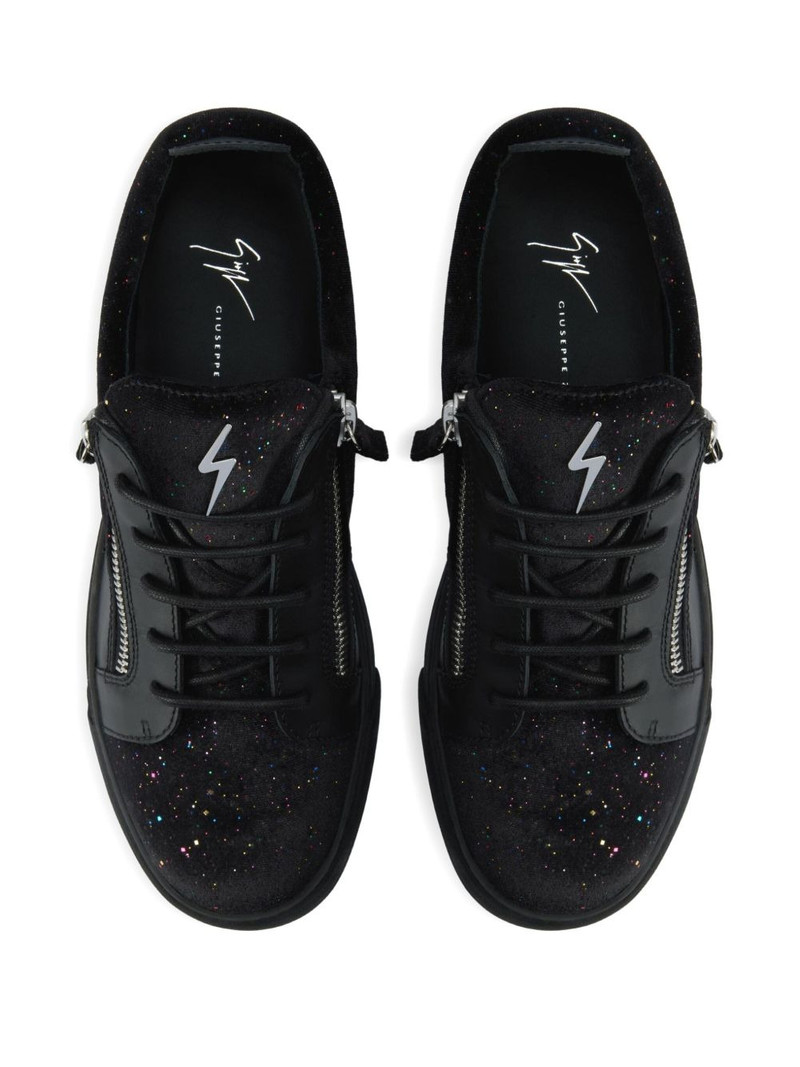 zip-detail glitter low-top sneakers 4