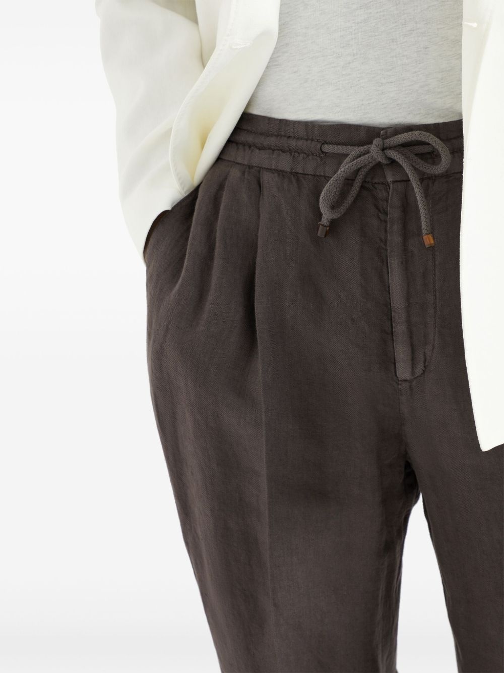 garment-dyed linen track pants - 5