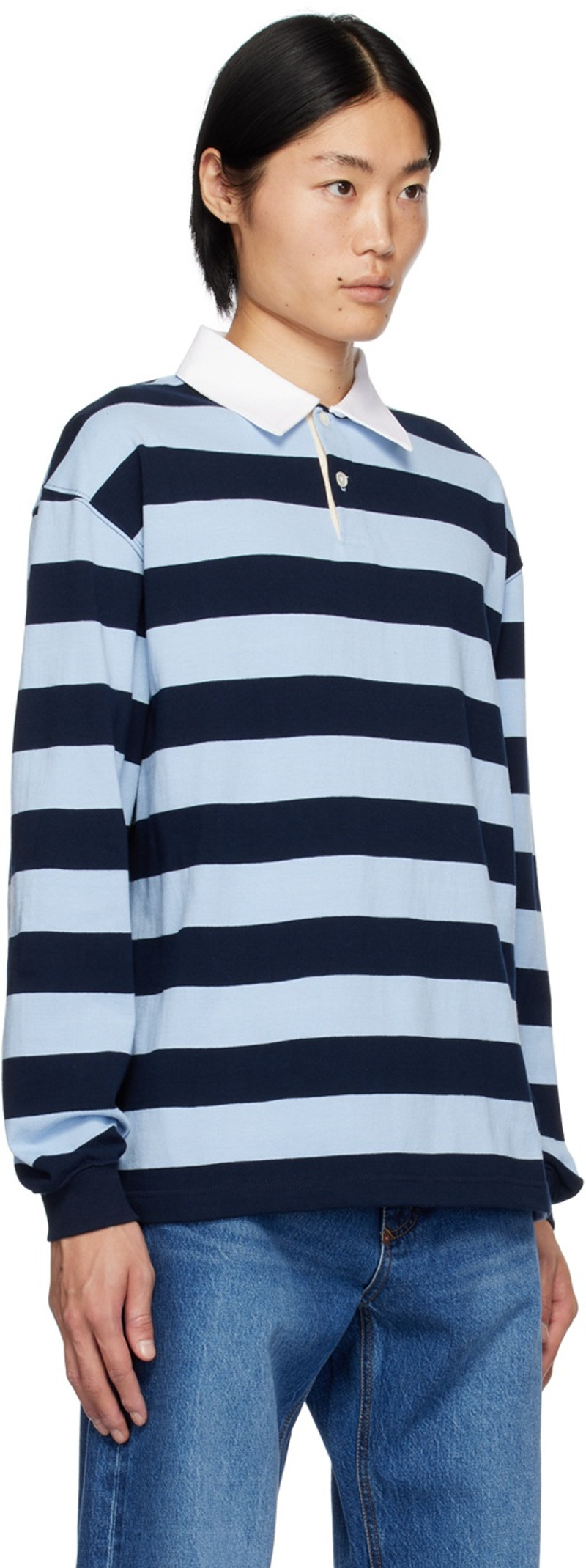 UNIFORM BRIDGE Navy & Blue Naval Collar Polo outlook