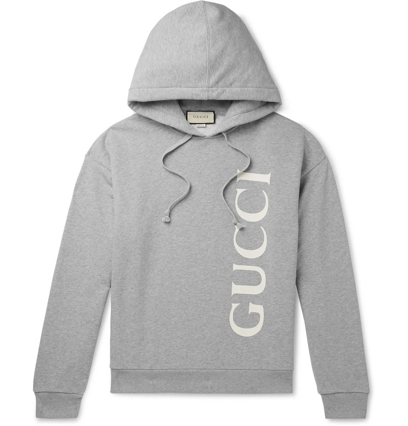Logo-Print Mélange Loopback Cotton-Jersey Hoodie - 1