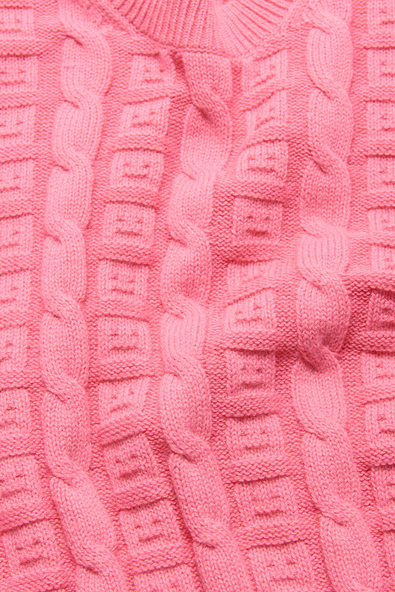 Cable wool jumper - Tango pink 4