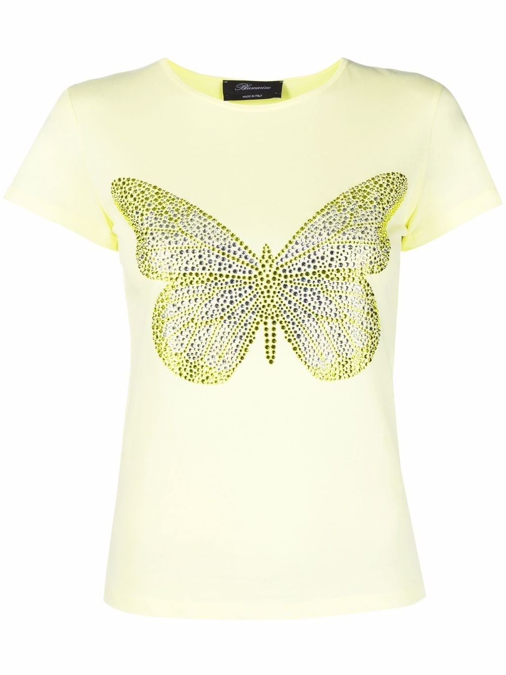 rhinestone-embellished butterfly-motif T-shirt - 1