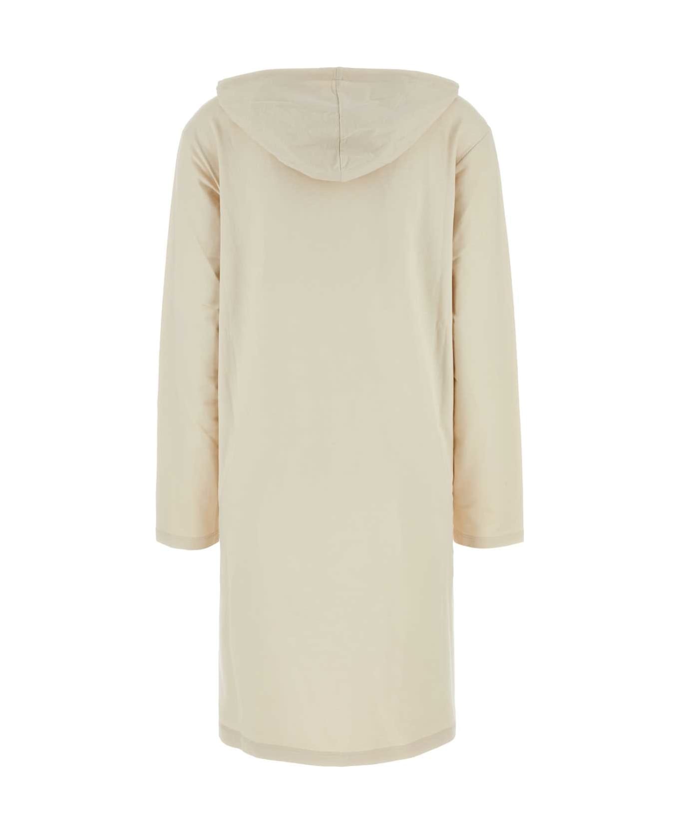 Cream Stretch Cotton Sweatshirt Dress - 2