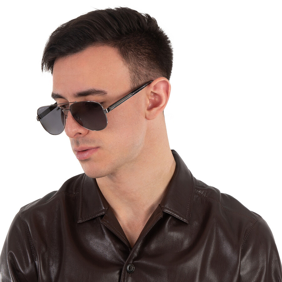 Gucci Polarized Grey Pilot Men's Sunglasses GG0528S 007 63 - 2
