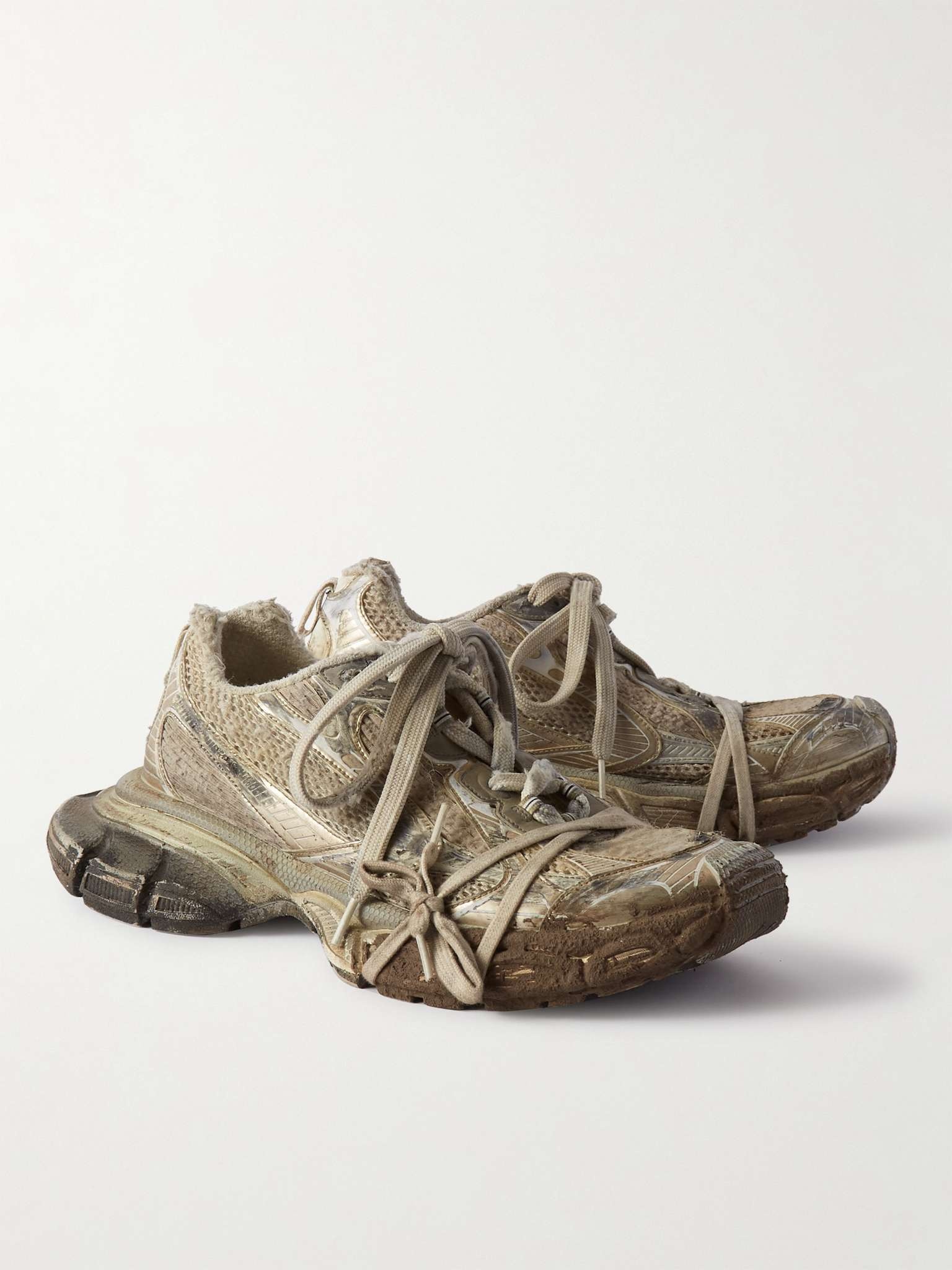 Balenciaga Tan and Brown Mesh Sneakers BALENCIAGA Triple S Clear Sole logo-embroidered faux leather  main image 3
