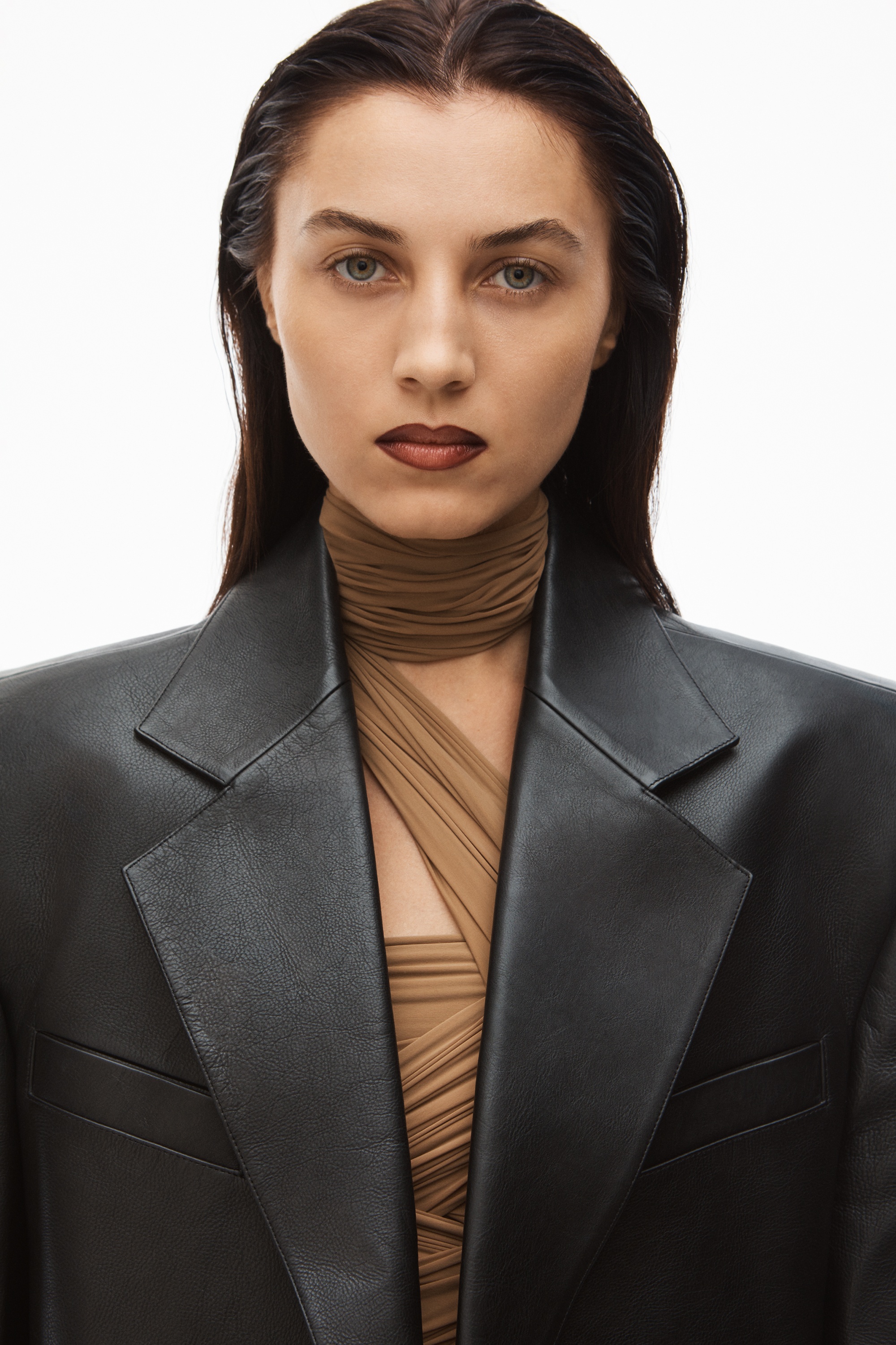 TAILORED BOXY COAT IN MOTO LEATHER - 4