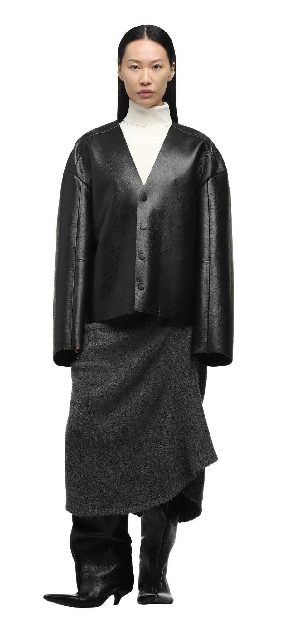 MINIMAL LEATHER JACKET BLACK LEATHER - 3