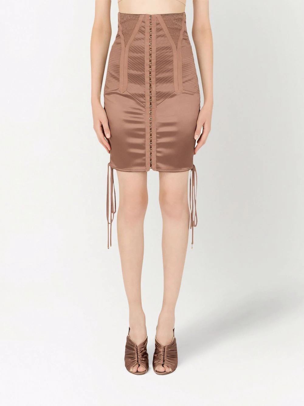 high-waisted lace-up skirt - 3
