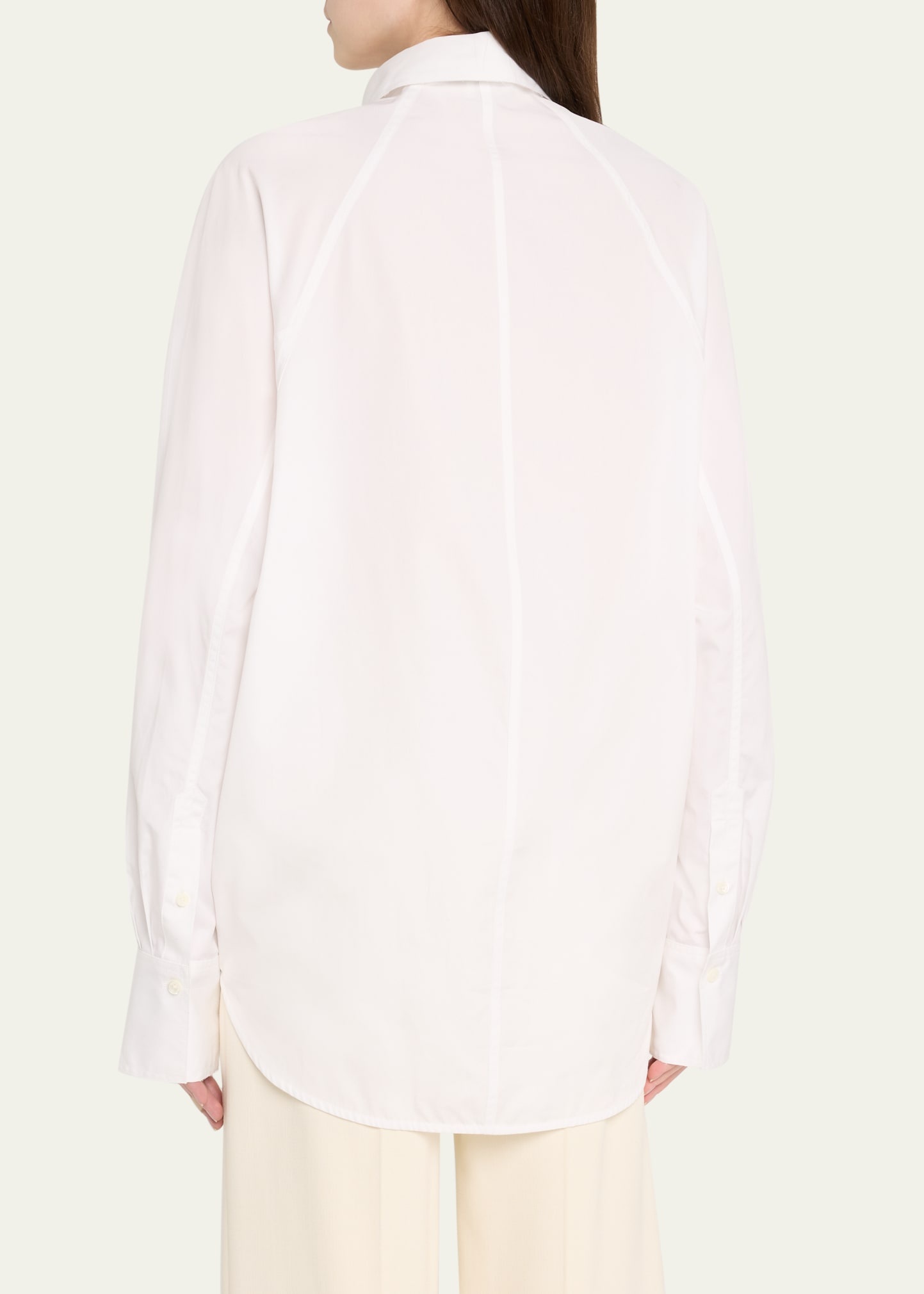 Raw-Edge Raglan-Sleeve Button-Down Shirt - 3