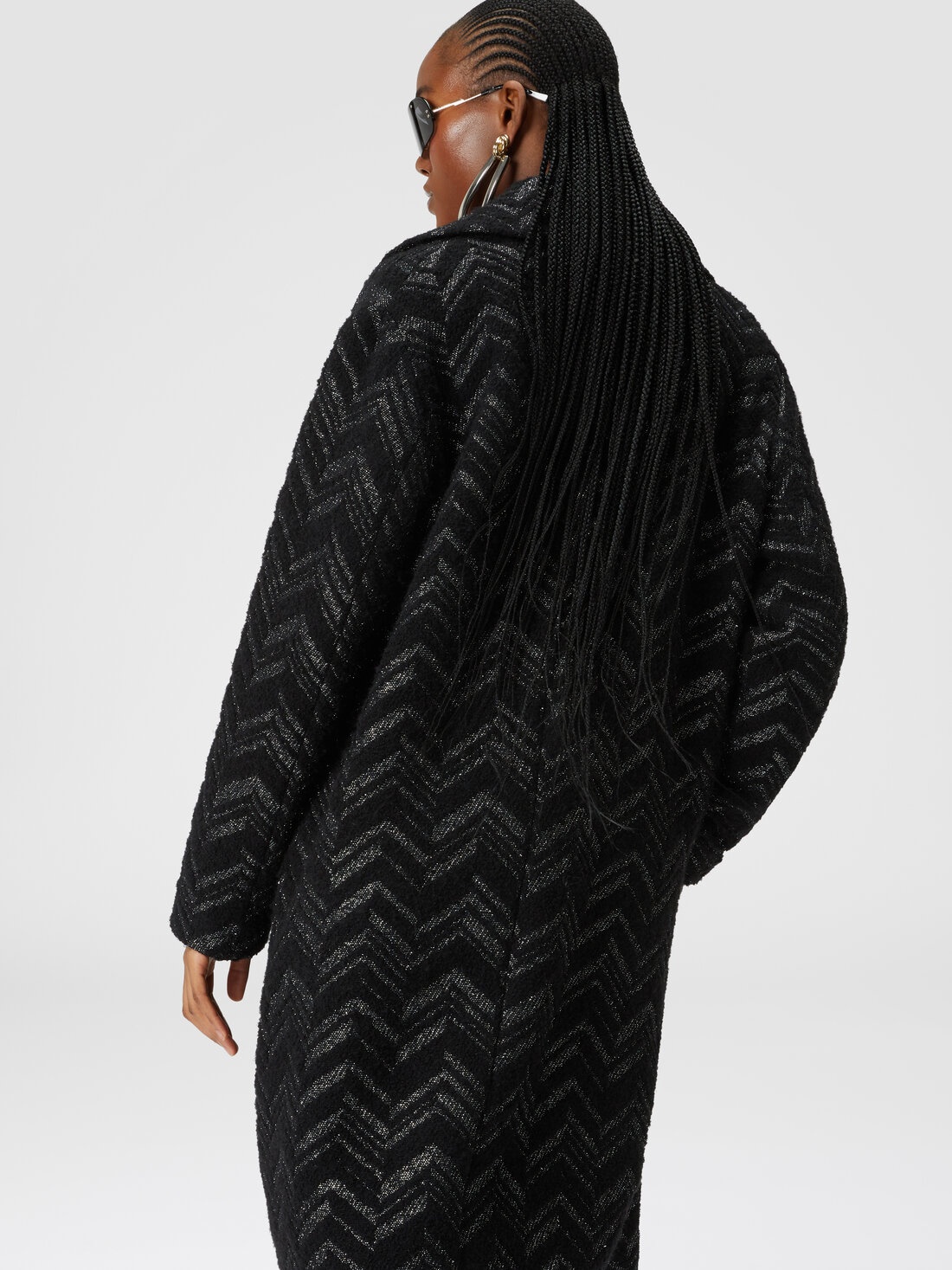 Bouclé knit coat with lamé chevron - 4