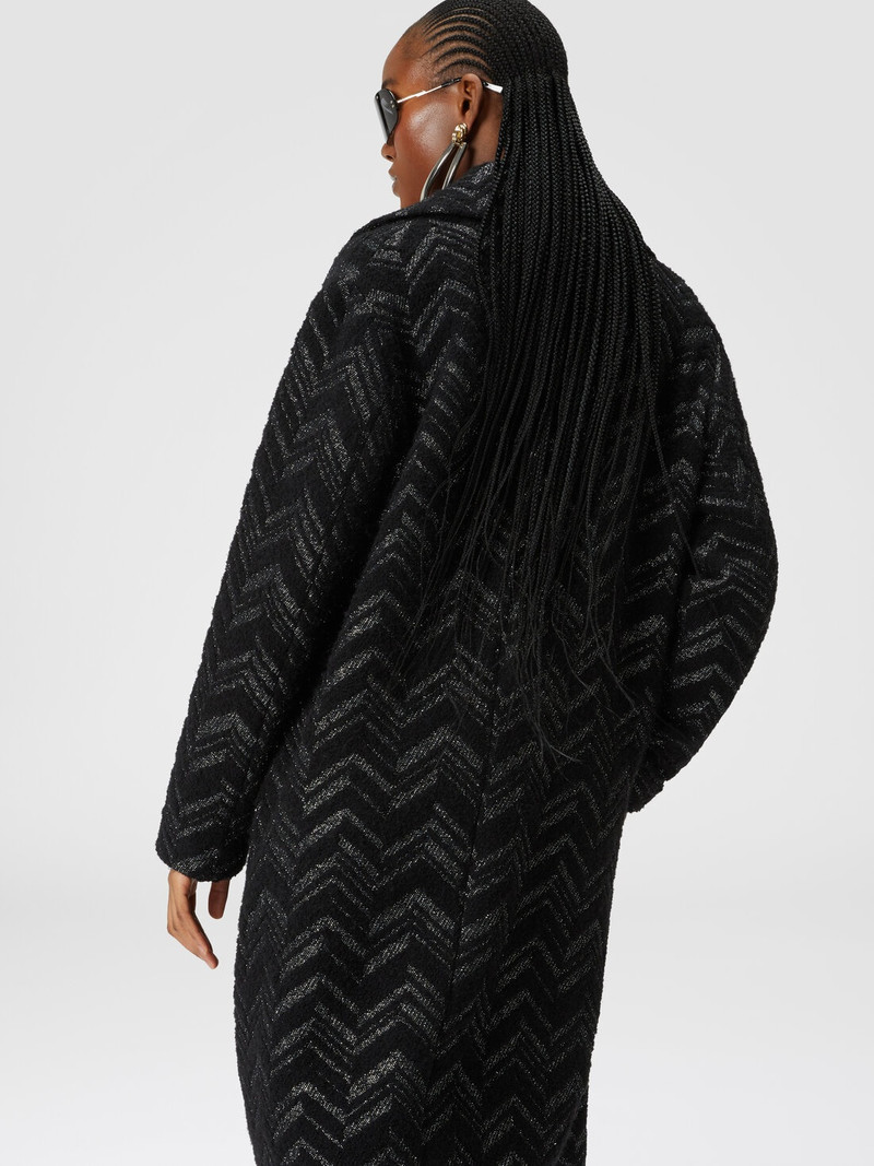 Bouclé knit coat with lamé chevron 4