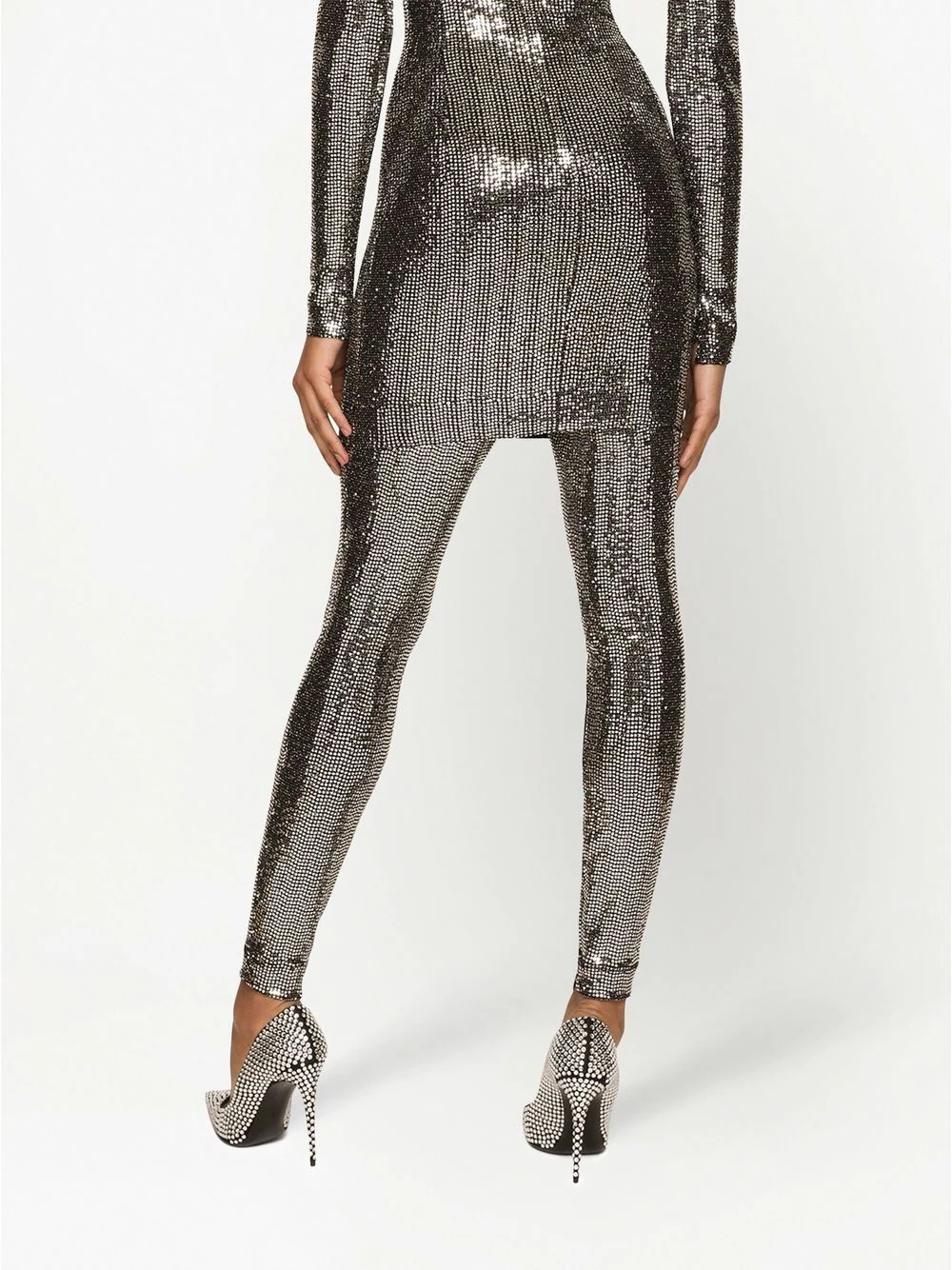 logo-waistband metallic leggings - 4