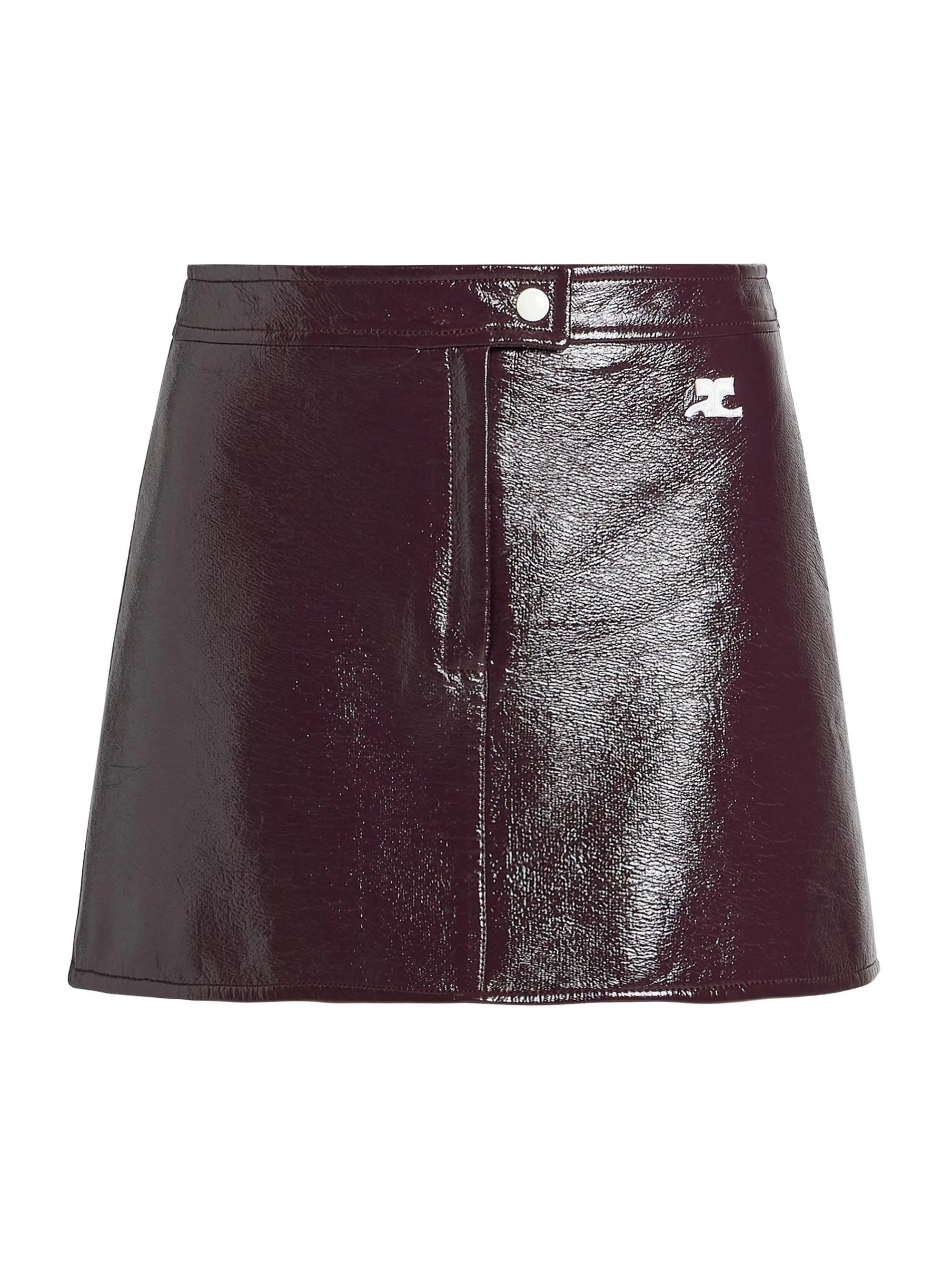 Women's Reedition Cotton-Blend Vinyl A-Line Mini Skirt - Burnt Red - 1