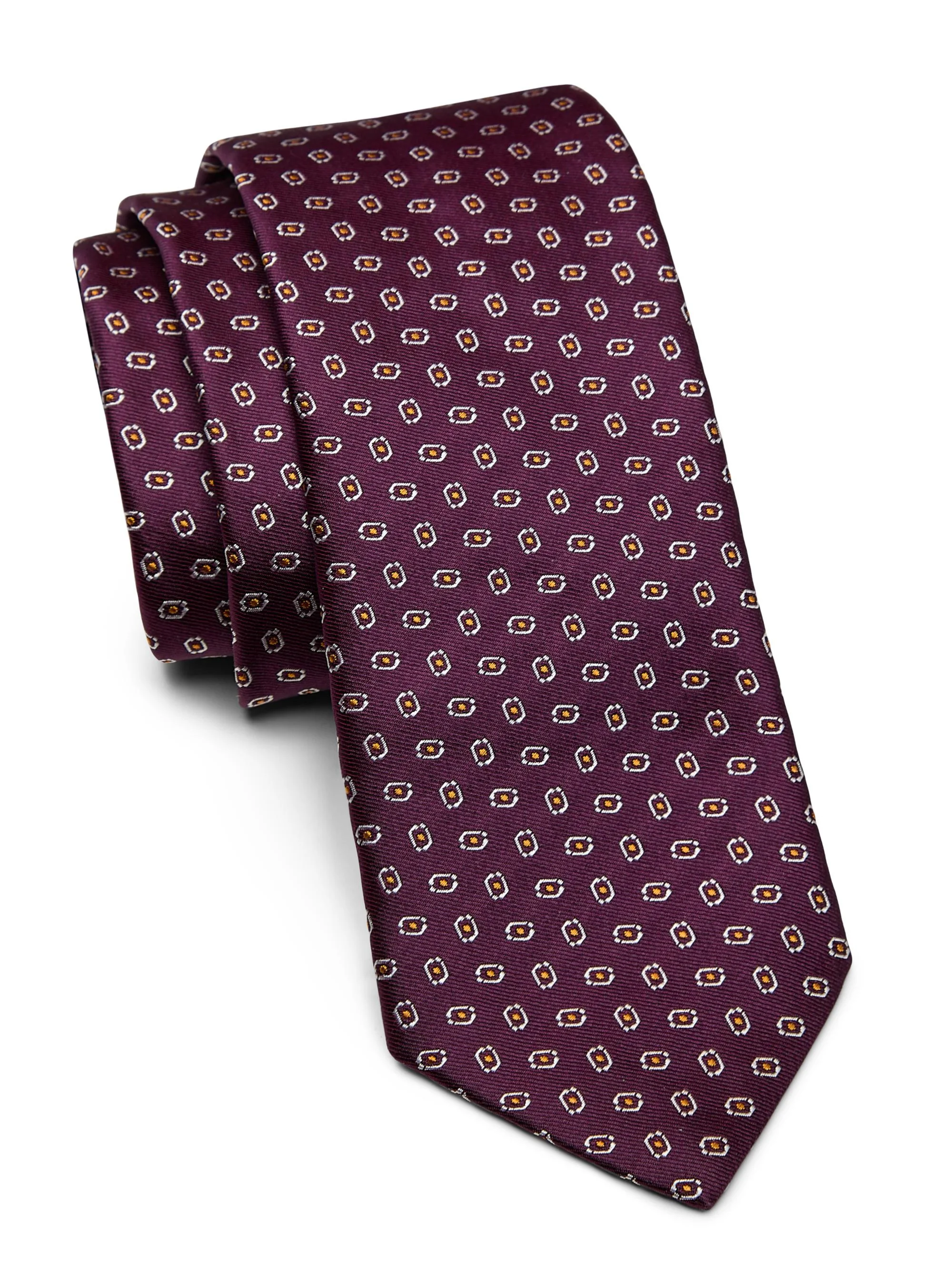 Men's Geometric Woven Silk Tie - Vinaccia - 1