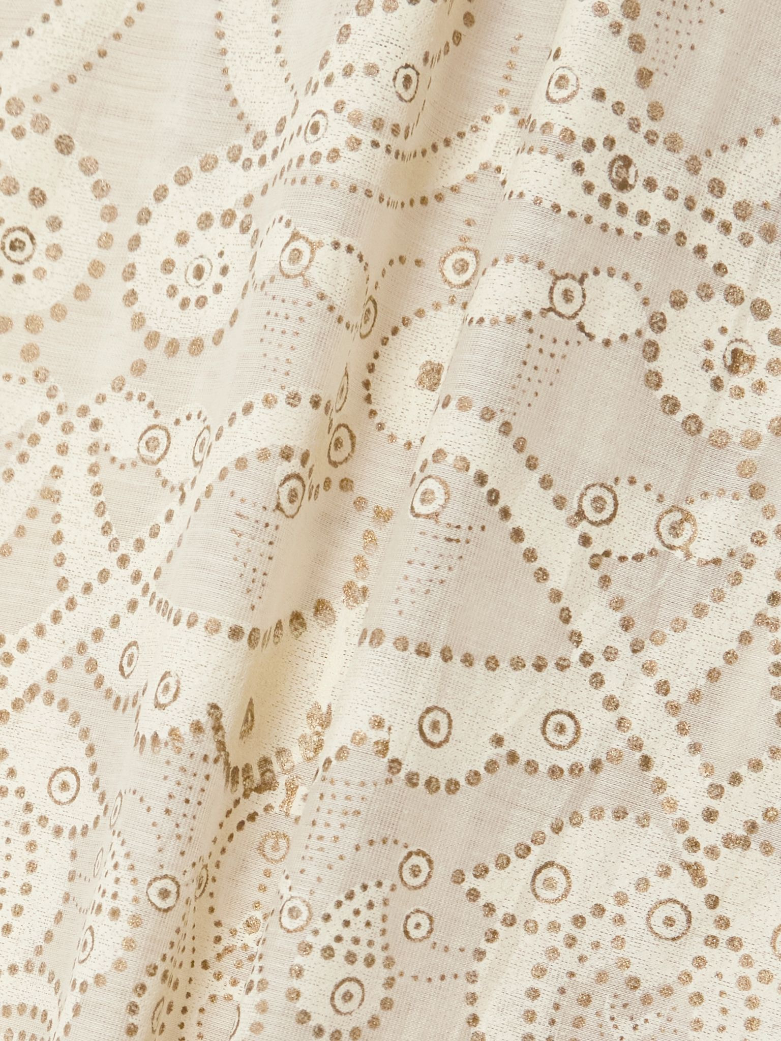 Valentina ruffled glittered printed cotton and silk-blend dress Cream - 4