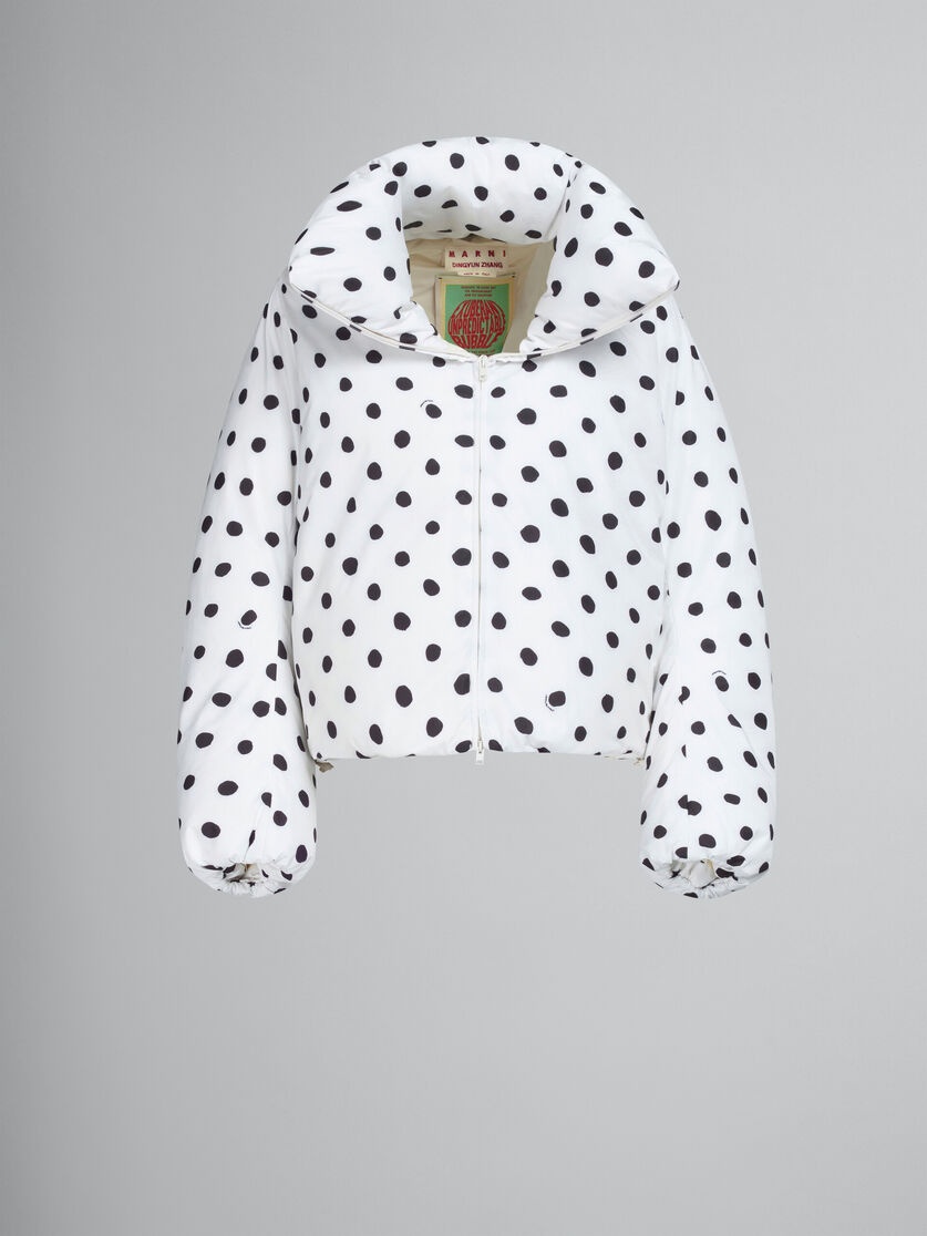 WHITE OVERSIZED DOWN JACKET WITH POLKA DOTS - 1