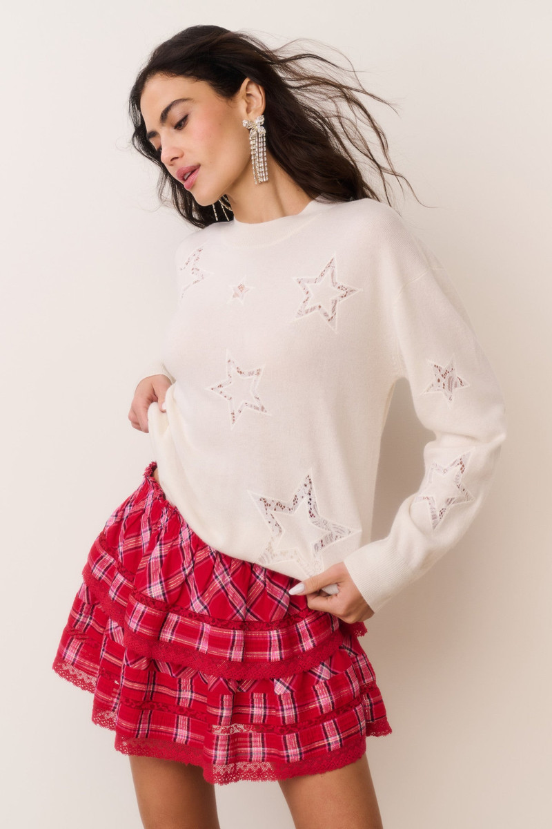 LoveShackFancy Westcott Wool-Cashmere Lace Star Pullover outlook