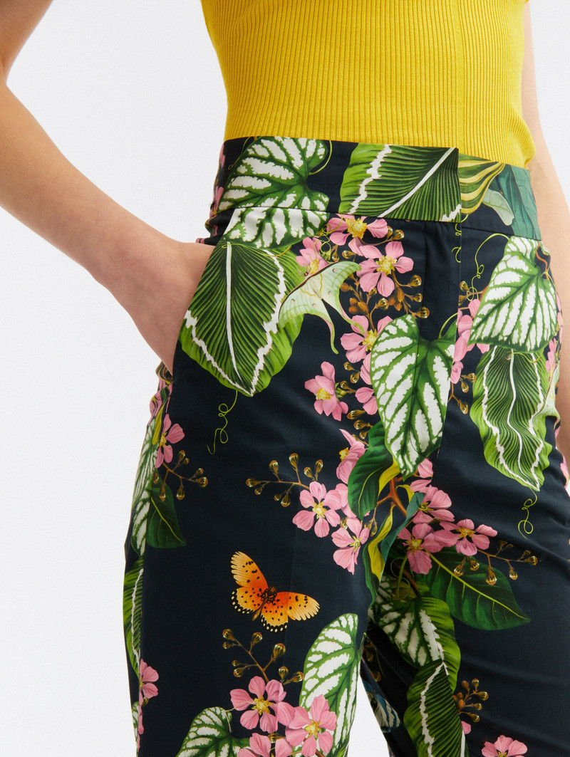 MIXED BOTANICAL SKINNY POPLIN ANKLE PANTS 5