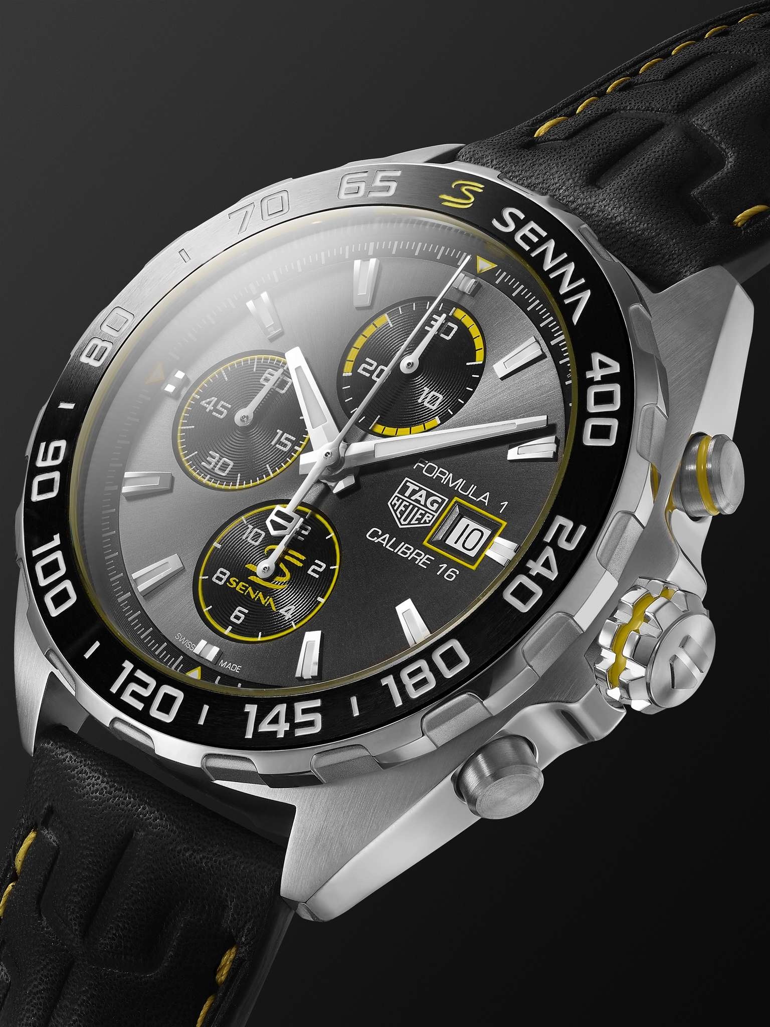 Formula 1 x Senna Chronograph 44mm Stainless Steel and Leather Watch, Ref. No. CAZ201B.FC6487 - 4