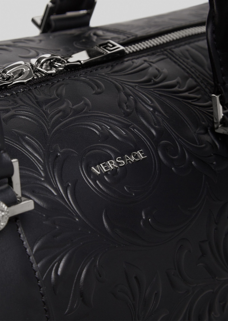 Embossed Barocco Leather Travel Bag 6