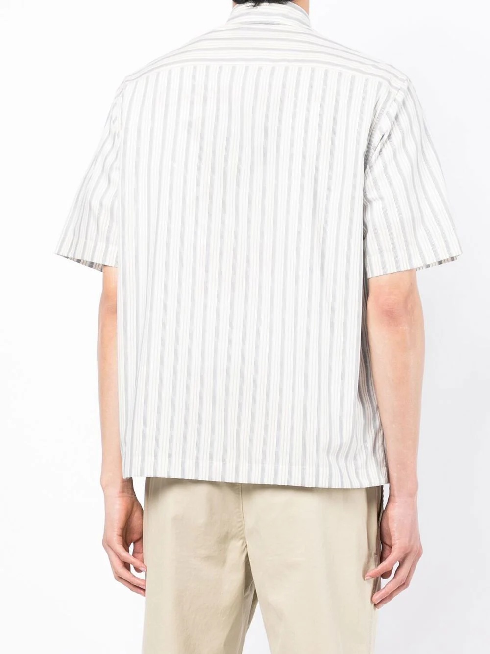 stripe-print drawstring shirt - 4