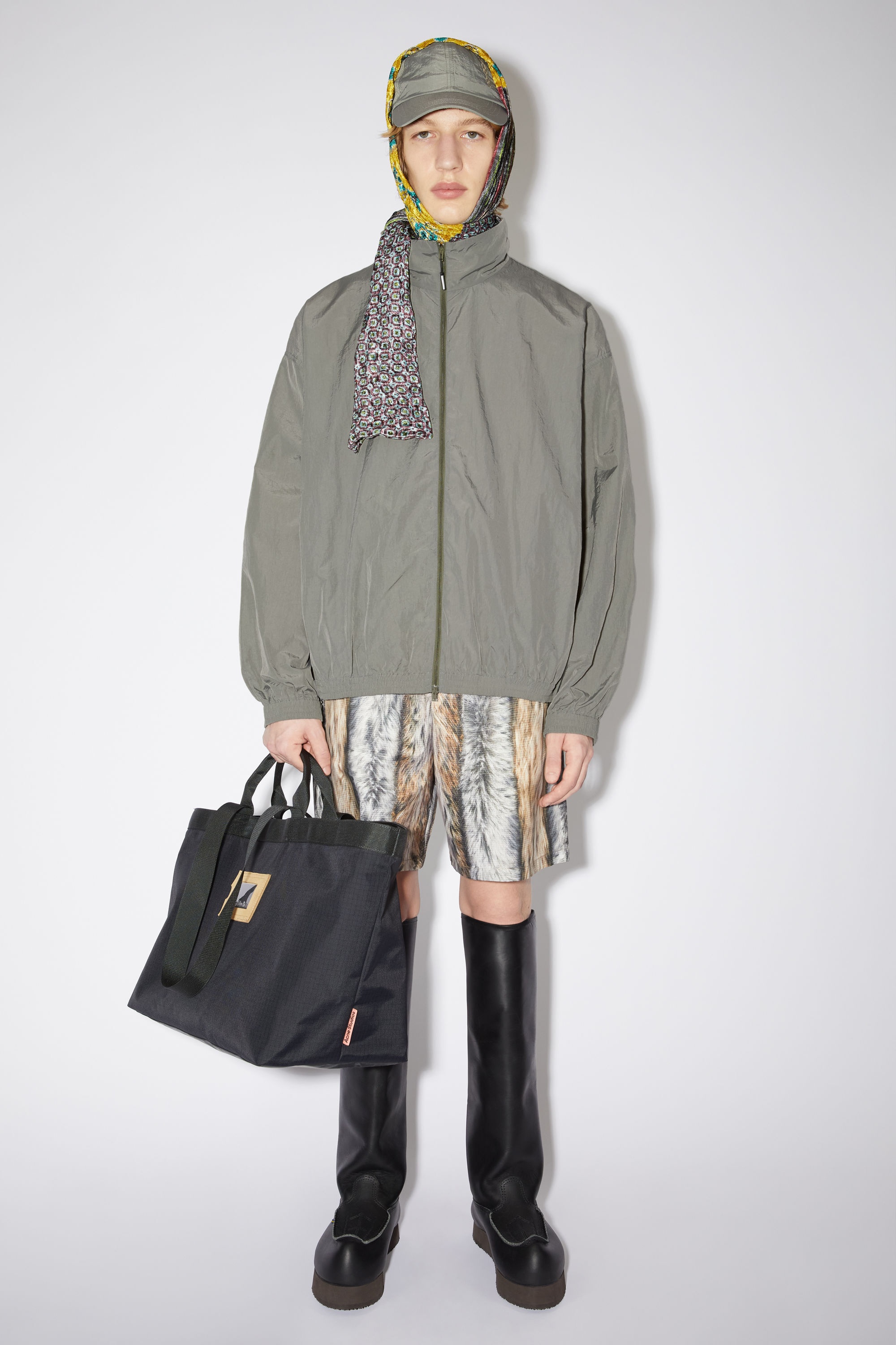 Nylon zippered jacket - Fox grey - 2