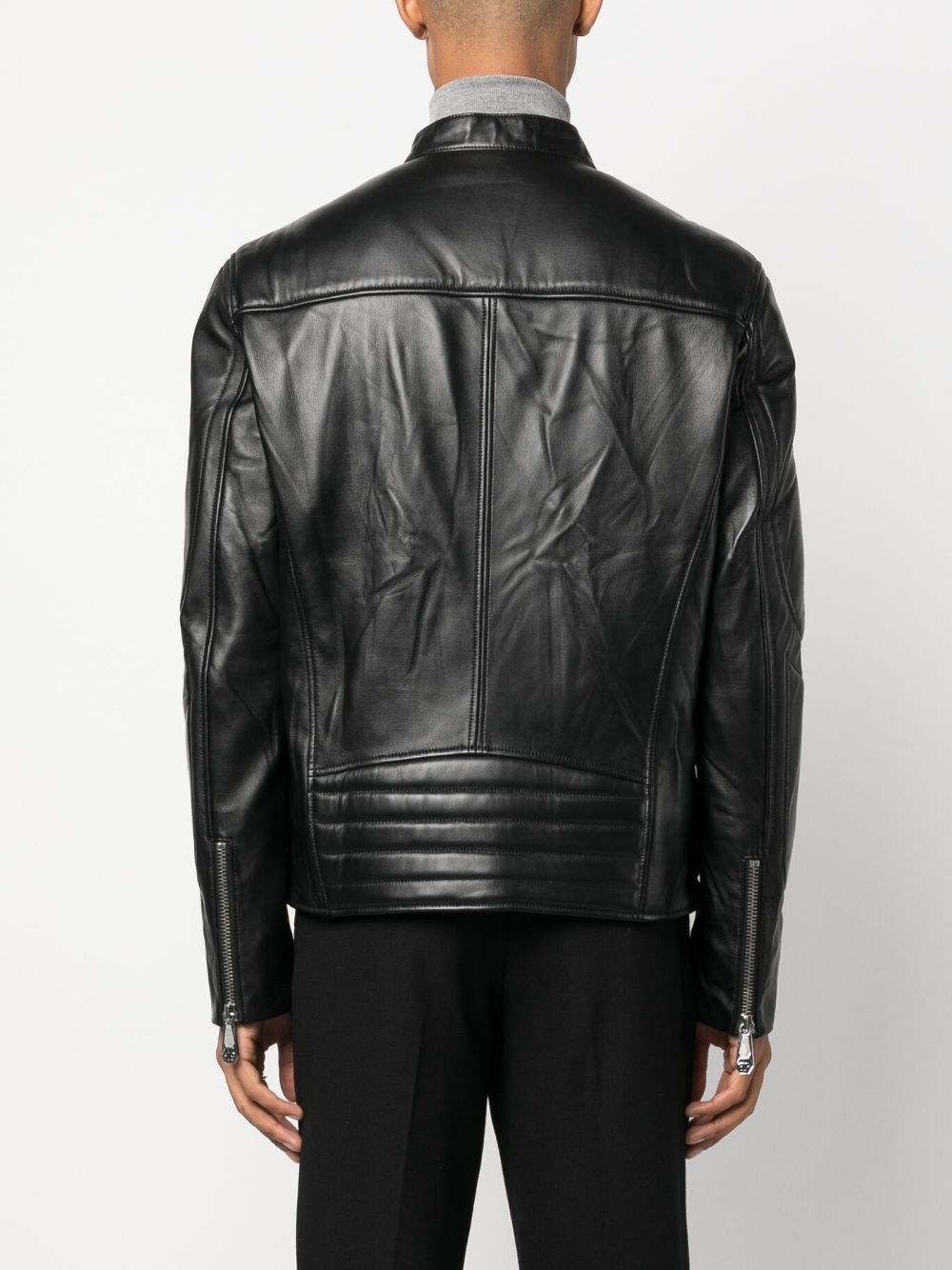 padded leather biket jacket - 4
