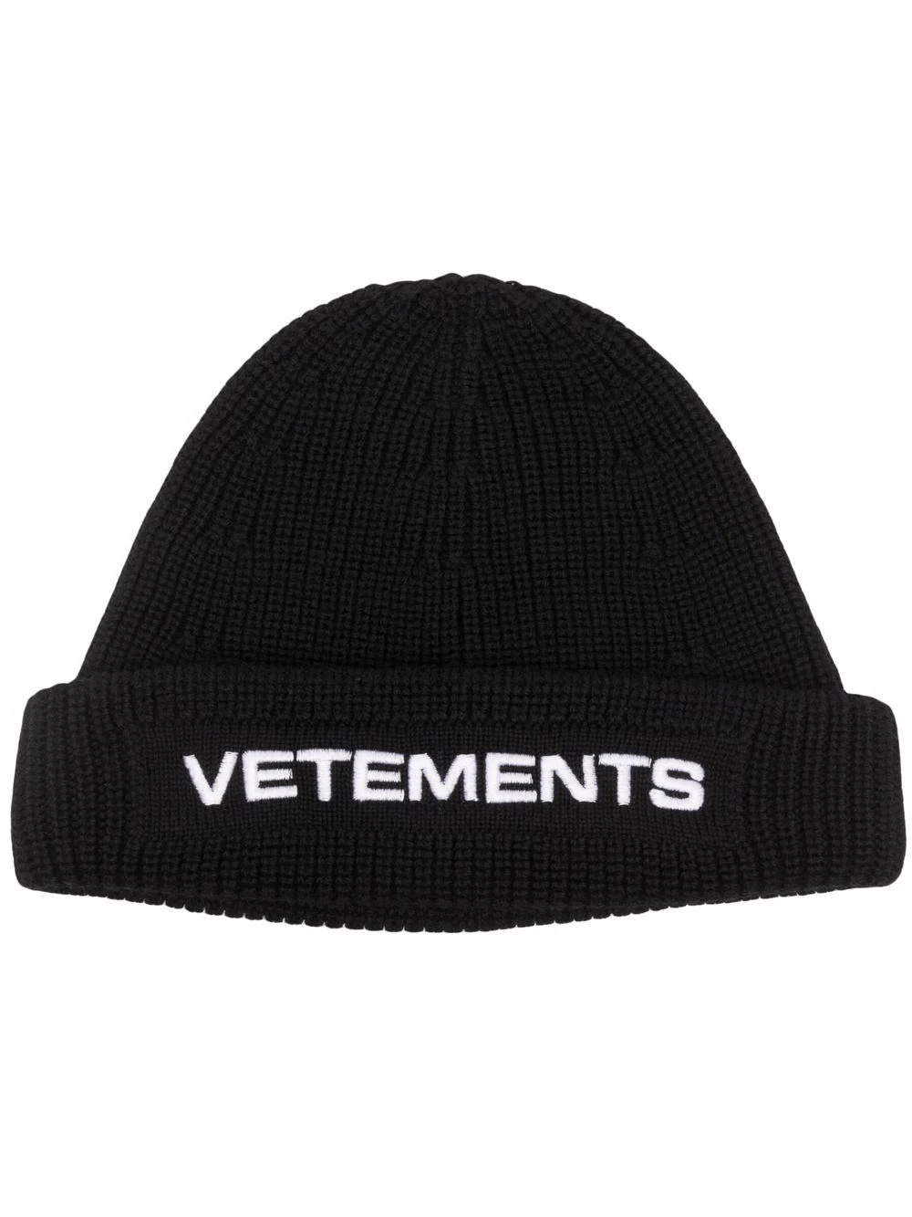 embroidered-logo ribbed beanie - 1