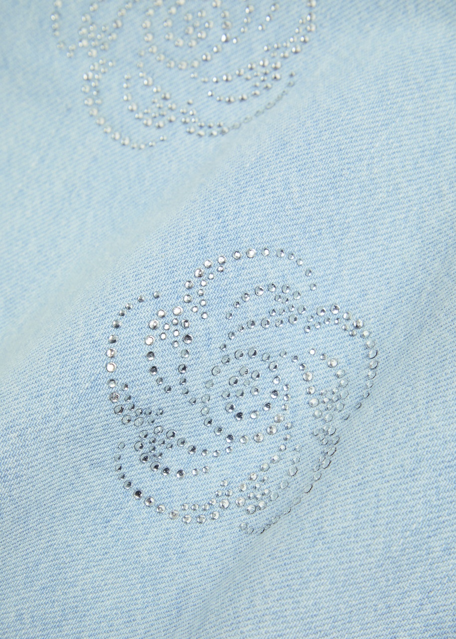 Rotate Crystal-embellished Denim Mini Dress - 5